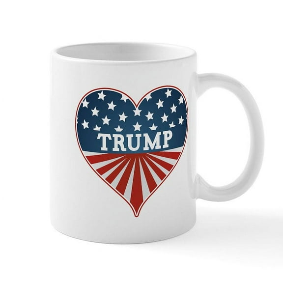 CafePress - Heart Trump Mug - 11 oz Ceramic Mug - Novelty Coffee Tea Cup