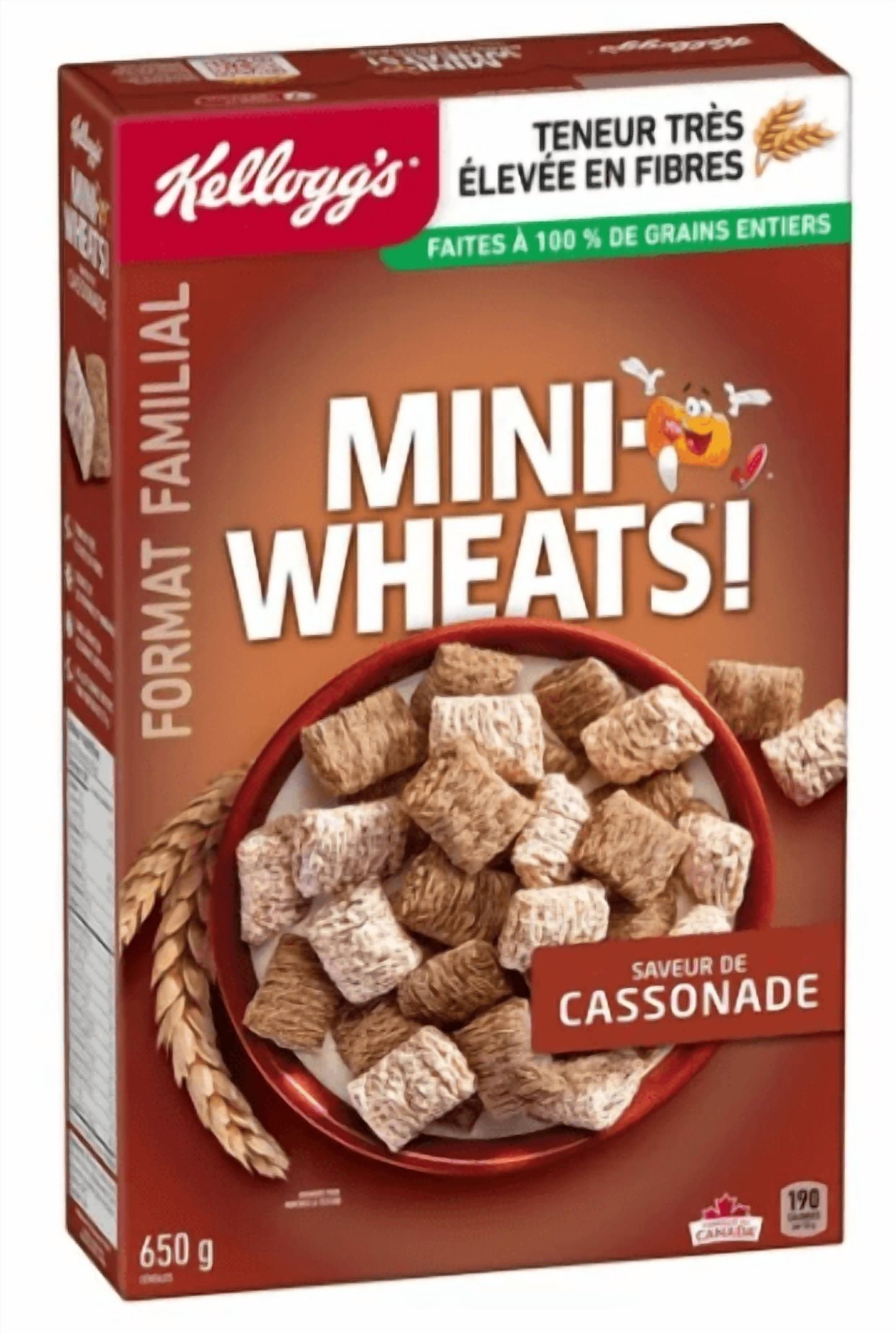 Kellogg's Mini-Wheats Cereal Brown Sugar Flavor, Family Size, 650g (4 Pack)