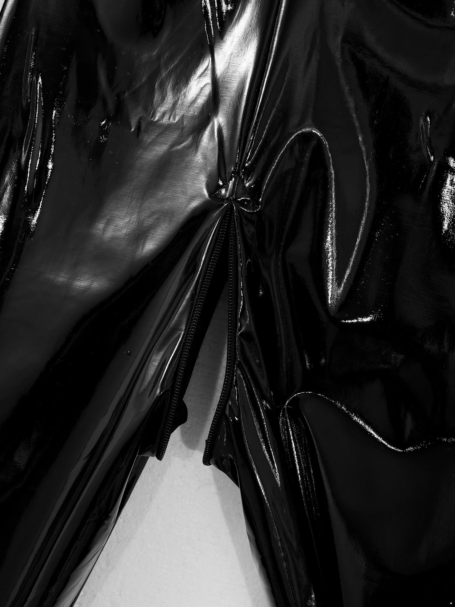 【新品】Andrea &co FRONT ZIPPER SHINY PANTS YEAHDOR Womens Faux Leather Zipper Crotch Jumpsuit Shiny