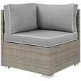 thumbnail image 5 of Modern Contemporary Urban Outdoor Patio Balcony Garden Furniture Lounge Sectional Sofa and Table Set, Sunbrella Rattan Wicker, Grey Gray, 5 of 5