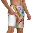 thumbnail image 3 of Balery Flowers And Birds Watercolor Mens Swim Trunks Swim Shorts for Men Quick Dry Inseam Beach Shorts with Compression Liner Pocket-Small, 3 of 9