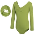 thumbnail image 4 of Curuila Kids Infant Girls Romper Dance Wear Long Sleeve Solid Color V Neck Performances Stretch Casual Comfort Bodysuits Green Size 14-15 Years, 4 of 4