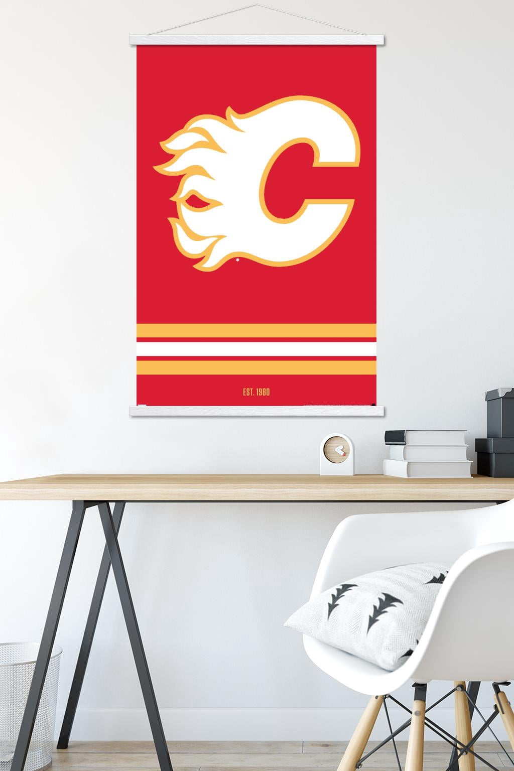 NHL Calgary Flames - Logo 21 Wall Poster with Wooden Magnetic Frame, 22.375" x 34"