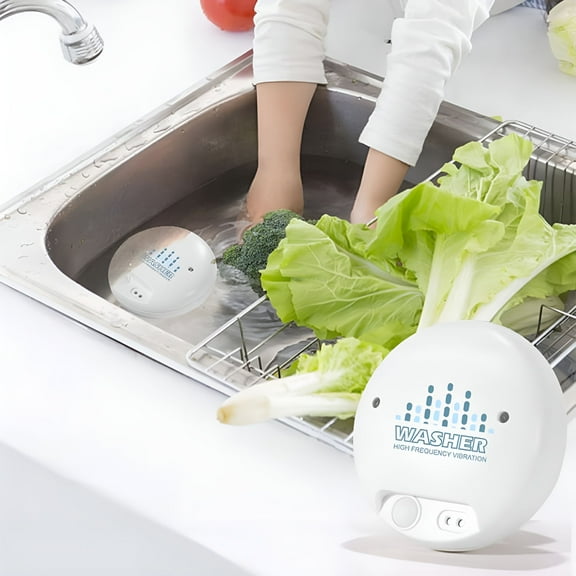 ACDANC USB Rechargeable Fruit Cleaner Machine for Kitchen,OH-ion Purifier for Veggies&Meat,White,Waterproof Vegetable Cleaning Device with USB Charging
