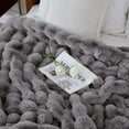 thumbnail image 6 of PatPat Throw Blanket for Couch Bed Fleece Plush Fuzzy Faux Fur Home Decoration Gift Bubble Soft Gray Throws Blankets Grey Large 60" x 70", 6 of 10