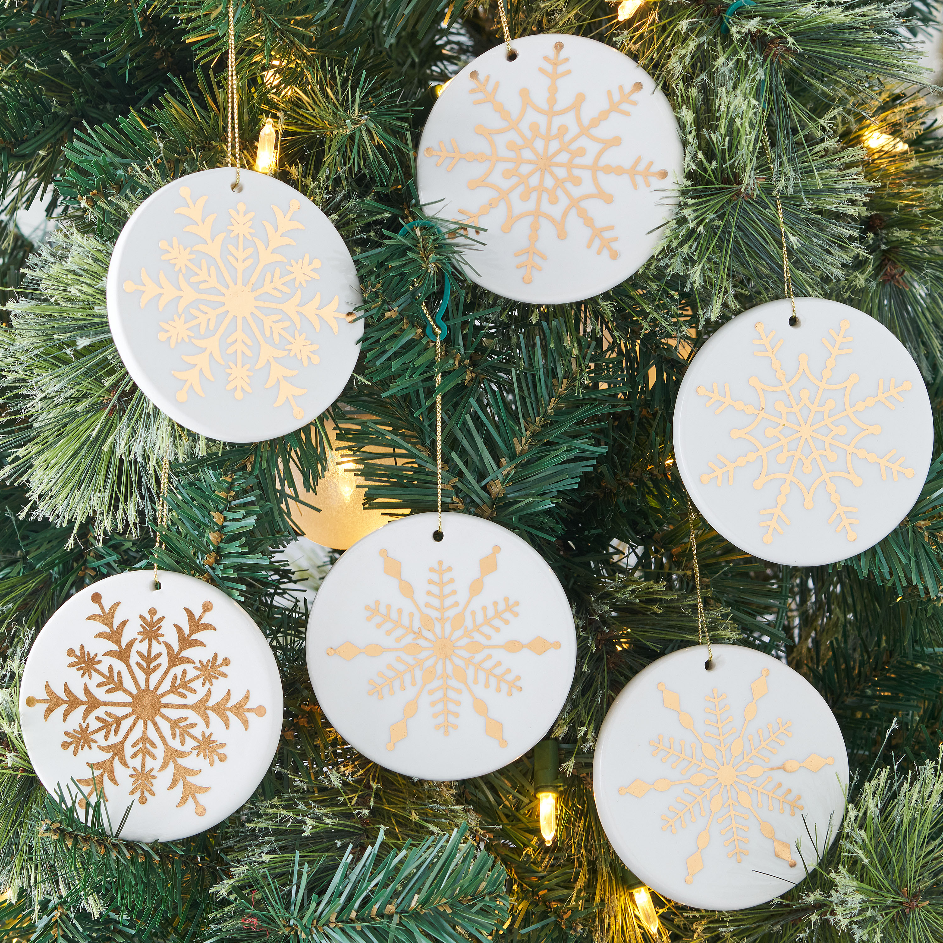 Holiday Time Round Christmas Ornamets with Gold Snowflake, 2 Pack - 6 Ornaments - image 2 of 6