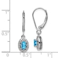 thumbnail image 2 of White Sterling Silver Earring Birthstone (12) December Women'S Swiss Blue Topaz Oval Diamond 26 mm 7, 2 of 2