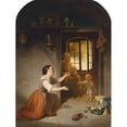 thumbnail image 2 of Wilhelm Emil Robert Heck 12x14 Black Ornate Wood Framed Double Matted Museum Art Print Titled: First Steps (1857), 2 of 5
