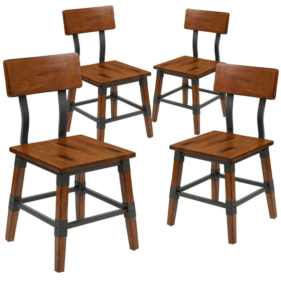 Flash Furniture Jackson Antique Wood Dining Chair, Walnut, Set of 4
