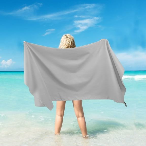 PiccoCasa Microfiber Dry Sand Free Beach Travel Towel 30"x60" Light Grey