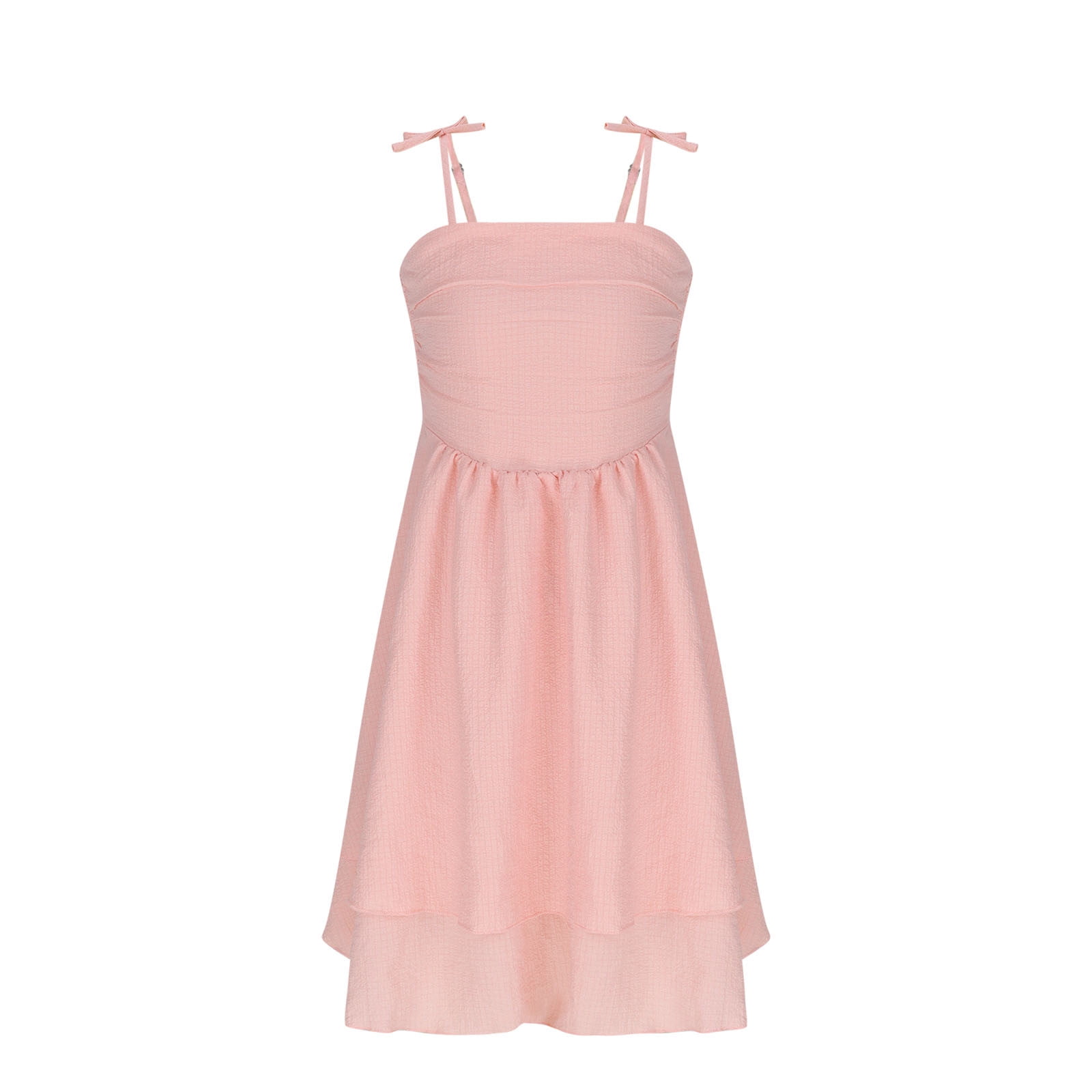 Feancey 2025 Summer Girls Cami Dresses Trendy Adjustable Strap Flowy A Line Dress Elegant Sleeveless Mini Dresses for Tween Girl Pink 9-10 Years