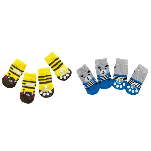 8 Pieces Dog Socks Small Cat Protector Socks Pet Doggie Socks Grip Knit Socks,Pet Protector Traction for Small Medium Pet
