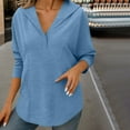 thumbnail image 6 of Felirenzacia Women's Long Sleeve Solid Color Hoodie, V Neck Pullover Top， Slim Fit Fall Sweatshirt, S-3XL, 6 of 7
