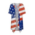 thumbnail image 3 of Lenago Summer Plus Size Workout Tops for Women Casual Printed Short Sleeve Cardigans Drape Open Front Lightweight Summer High Low Hem Tops 4th of July Outfits for Women, 3 of 4