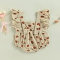 thumbnail image 3 of Newborn Infant Baby Girls Summer Jumpsuit Strawberry Print Ruffled Short Sleeve Romper, 3 of 6