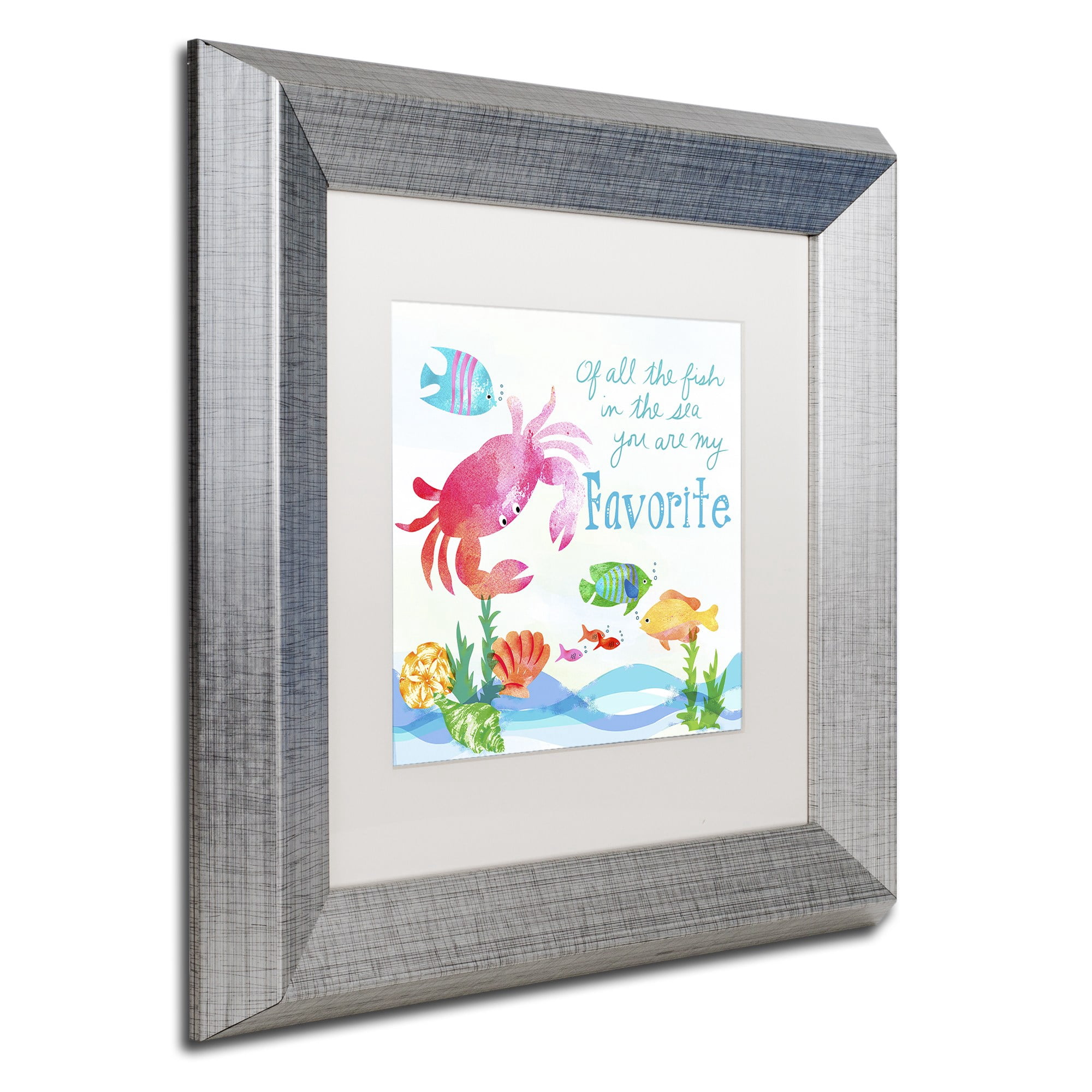 Trademark Fine Art "Crab" Canvas Art by Lisa Powell Braun, White Matte, Silver Frame