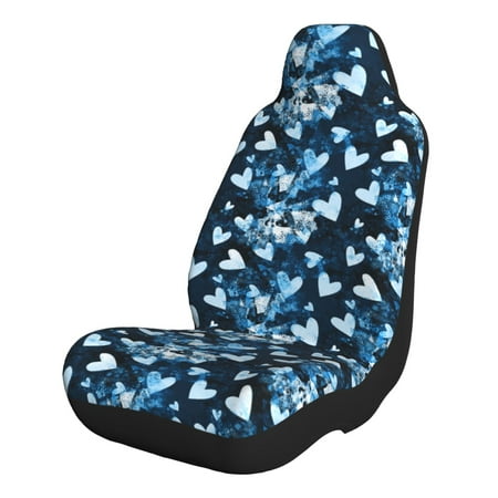 Cauagu Ice Blue Heart Print Car Seat Covers Universal Automotive Seat Covers Car Seat Protectors Easy to Install Car Cover Car Accessories Auto rucks Van & SUV-1