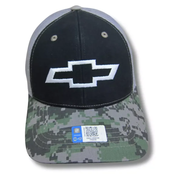 Chevrolet Embroidered Logo Digital Camo Brim Snapback Gray Trucker Hat Mesh Back