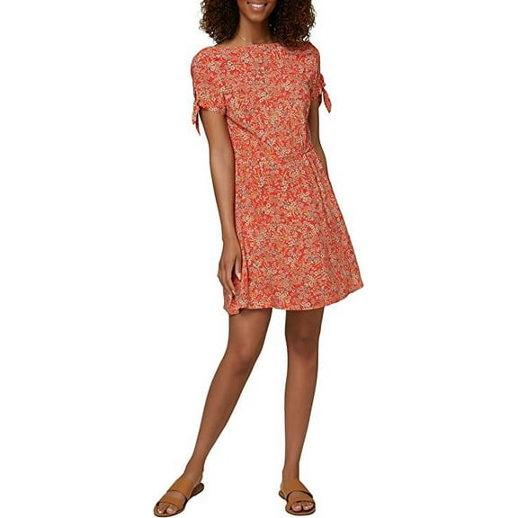 O’Neill Juniors’ Luciana Tie-Sleeve Dress, Orange, Medium