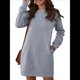 thumbnail image 1 of Vestidos para Mujer, Larga, Informales, Holgados, de Otoño, con Cuello Redondo, Minivestido con Bolsillos Gris M, 1 of 7