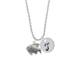 thumbnail image 2 of Delight Jewelry Silvertone Antiqued Fish Silvertone Script Initial Disc - T - Charm Necklace, 20"+3", 2 of 4