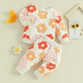 thumbnail image 2 of Bagilaanoe 2PCS Newborn Baby Girl Pants Set Flower Long Sleeve Sweatshirt Pullover Tops + Drawstring Sweatpants 6M 12M 18M 24M Infant Casual Sweatsuits, 2 of 7
