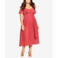 thumbnail image 2 of Plus Size Off Shoulder Ruffle Sleeve Wrap Waist Dress Raspberry, 2 of 2