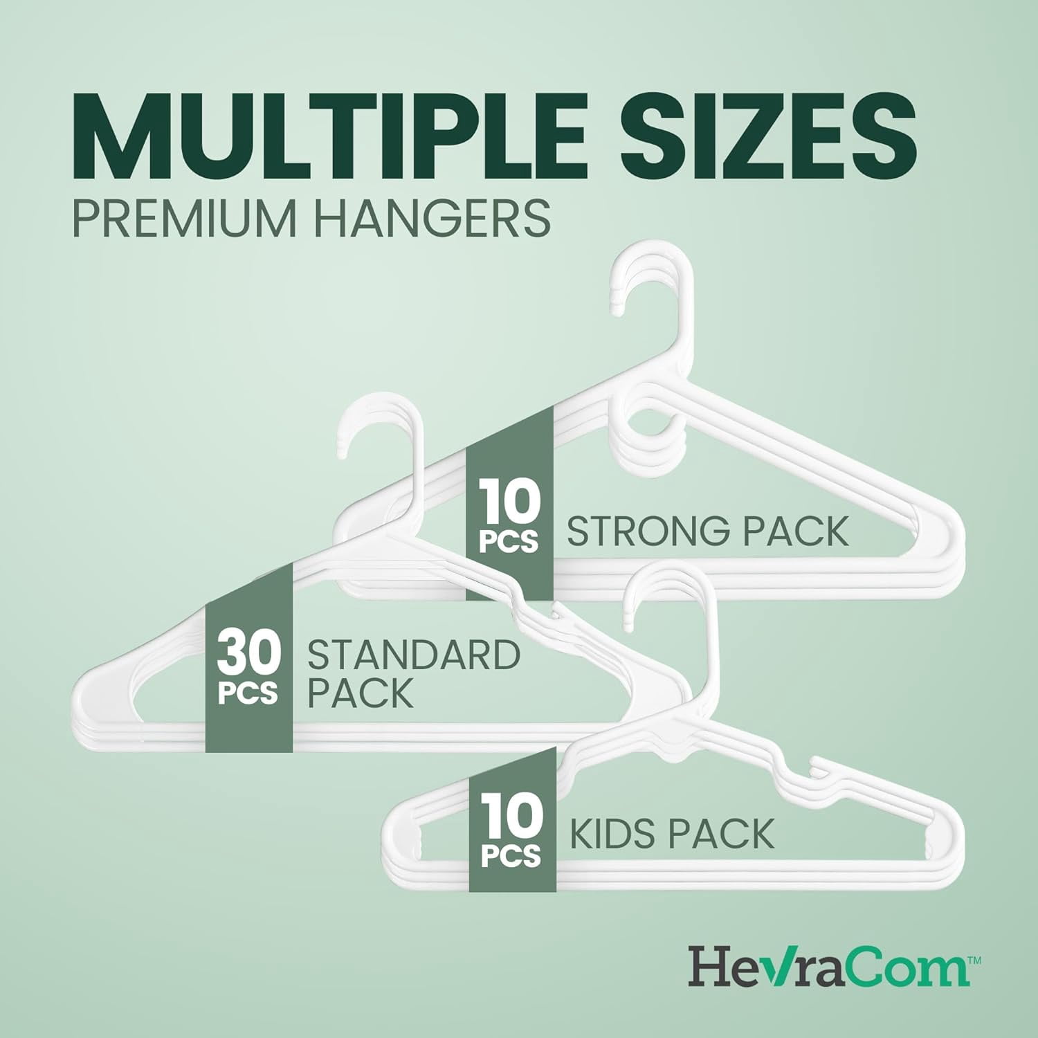 HevraCom 50-Pack Family Plastic Clothes Hangers White