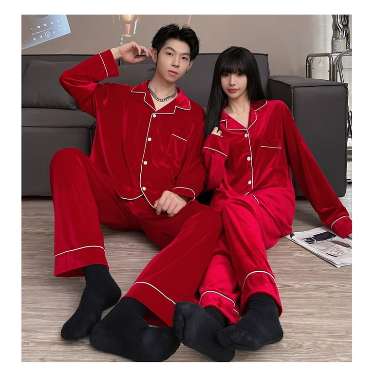 Satin Couple Pajamas Sets Nightsuits Sets Plus Size Luxury Sleepwear Home  Clothing Women-XXL wineredset (Wineredset Men) : : Fashion