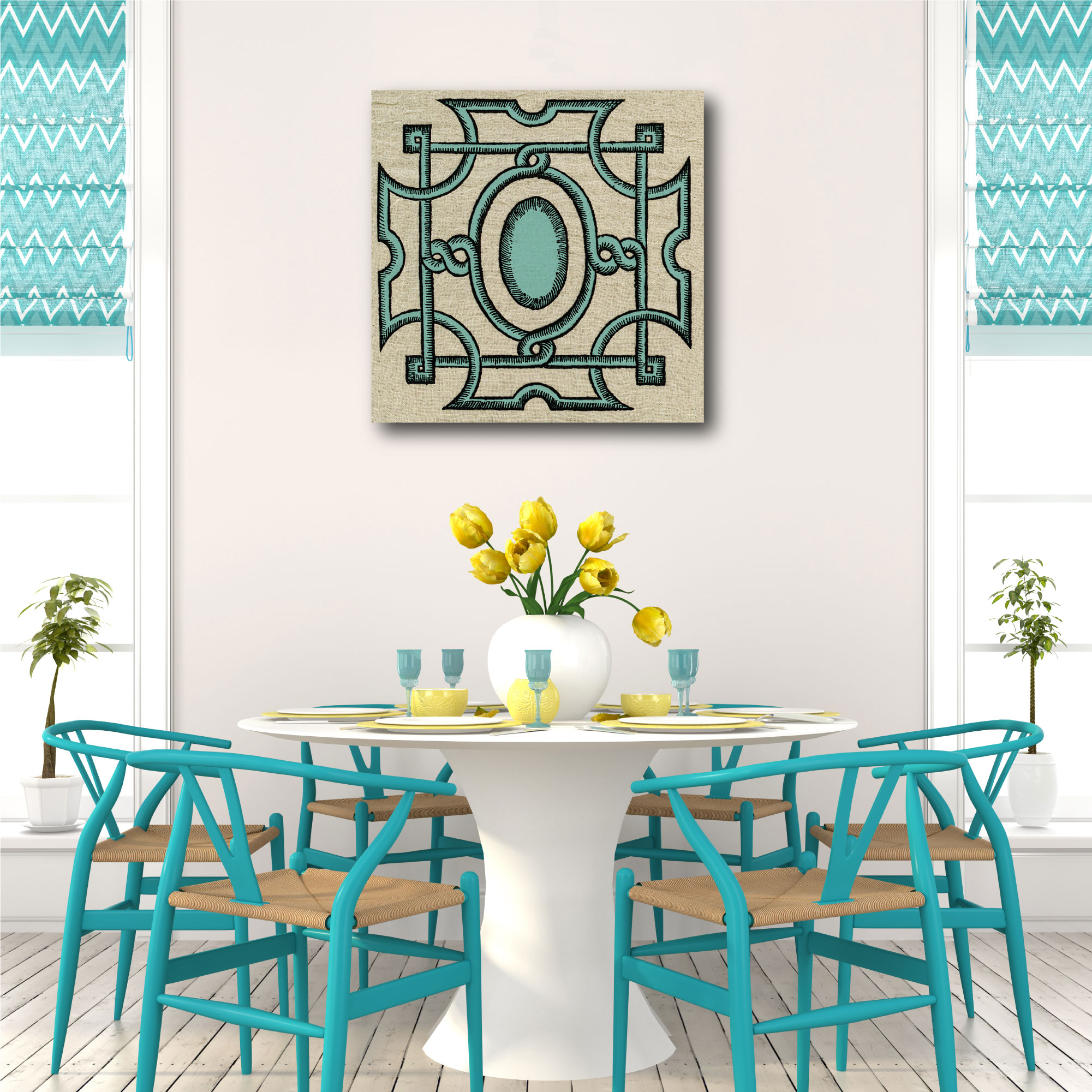 Teal & Tan Pattern III Gallery-Wrapped Canvas Wall Art, 16x16