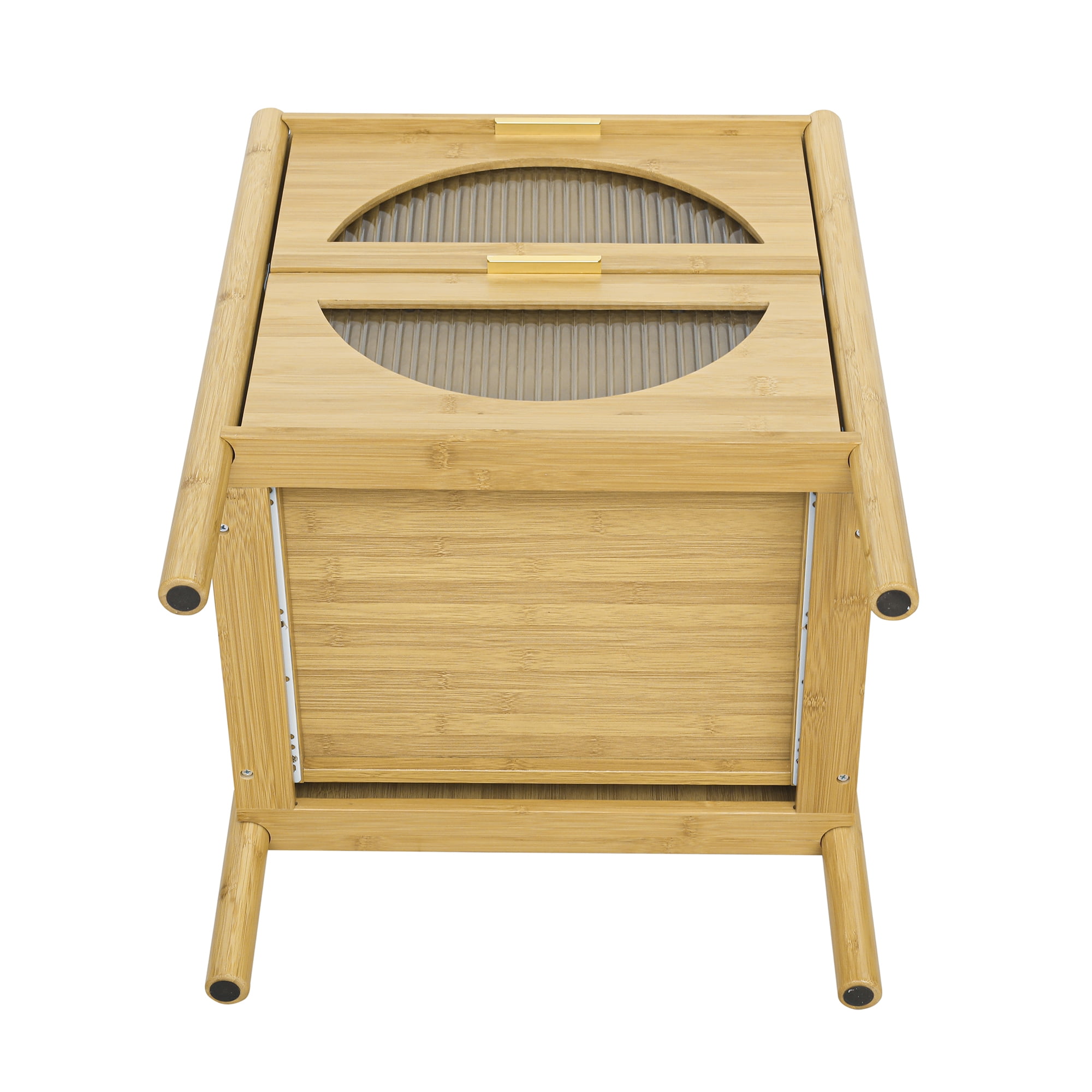 Resenkos Natural Bamboo Accent Bedside Table for Bedroom with 2 Drawer