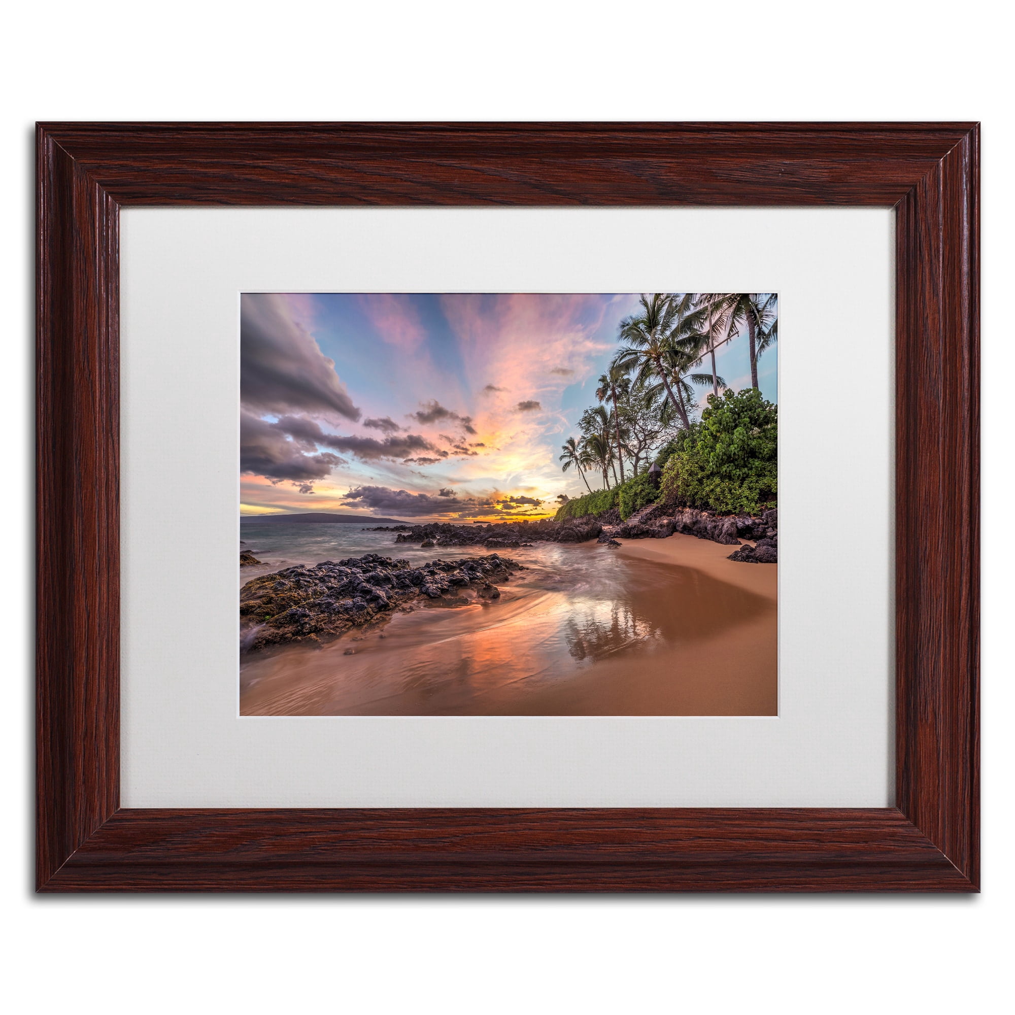 Hawaiian Sunset Wonder' Canvas Art by Pierre Leclerc, White Matte, Wood Frame