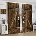 thumbnail image 4 of Rustic Curtains Brown Western Farmhouse Antler Door Pattern Blackout Print Rod Pocket Window Drapes for Bedroom Living Room 52x84in, 4 of 6