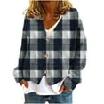 thumbnail image 2 of Amidoa Long Sleeve Sweaters for Women Button up Cardigan Blue Fleece Plaid Plus Size Cozy Cardigans Women's Cardigans L, 2 of 5