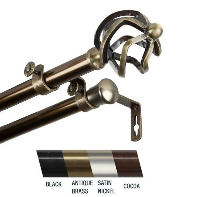 Central Design Giro Tringle à Rideaux Double 0,81 Po, 28 à 48 Po - Laiton Antique