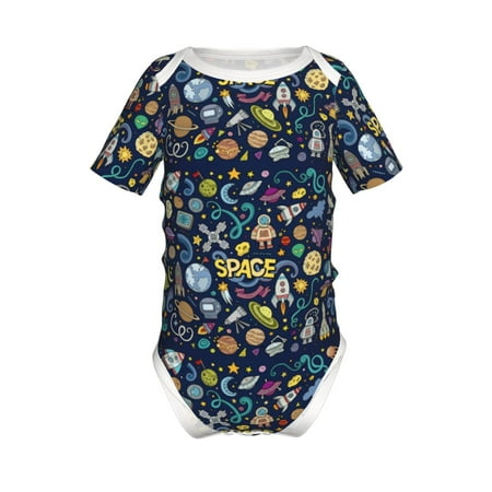 

Junzan Colorful Space Print Short-Sleeve Baby Climbing Clothes Bodysuits for Infant One-Piece for Baby Boys & Girls Baby Clothes Baby Romper with Snap Closure-9M