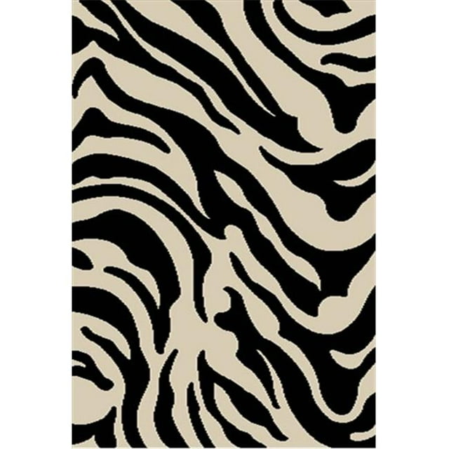 Infinity Home 70334 Madison Shag Safari Zebra 3 ft. 3 in. x 5 ft. 3 in. Rectangular Area Rug in Black