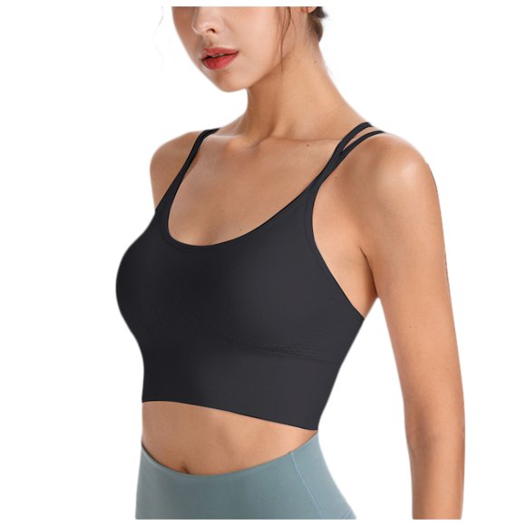 Yammkia Woman Sports Bra High Impact Sports Bras for Women Plus Size Non Padded Wirefree Workout Bra Bounce Control(Black,M)