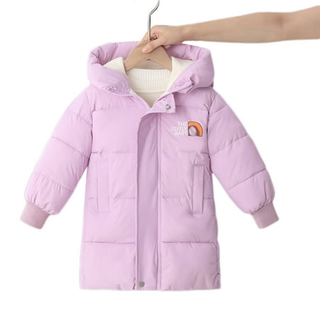 

SYNPOS 2-7T Little Kid Girl Boy Hooded Fleece Parka Jacket Puffer Long Down Coat