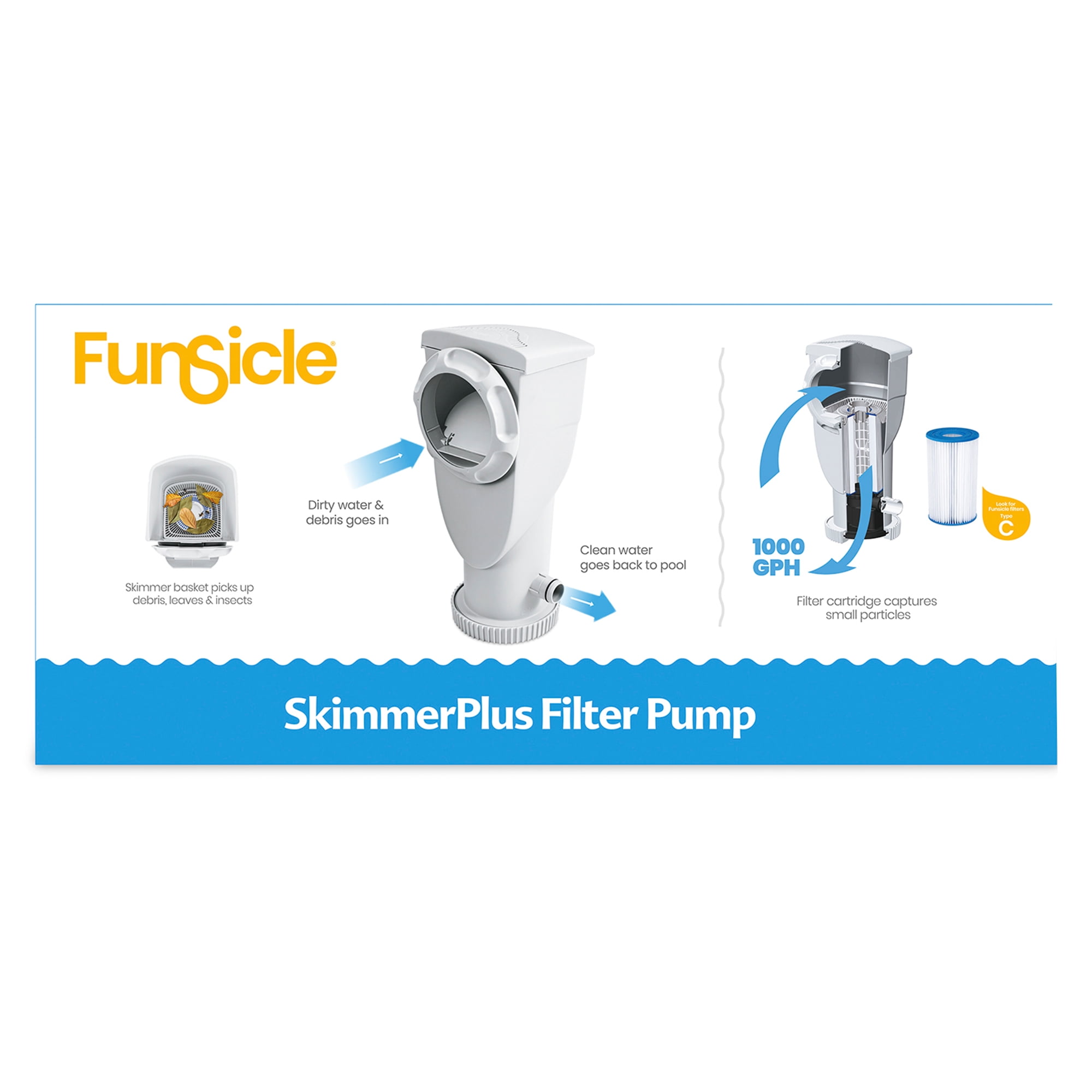 Funsicle 1000 Gallon SkimmerPlus Filter Pump for Ground Pool, Adults - Walmart.com