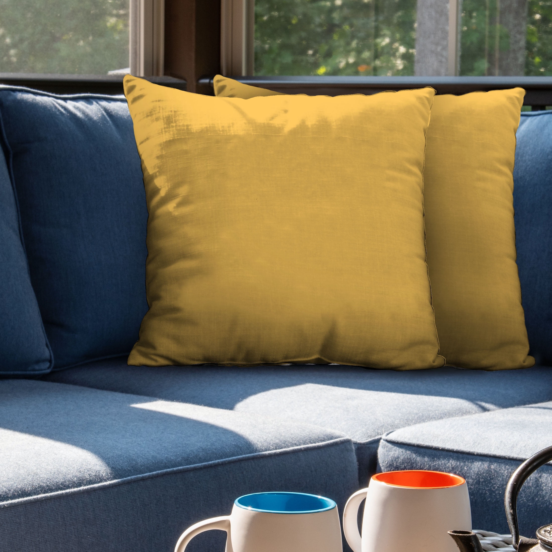 Mainstays 16" x 16" Solid Decorative Outdoor Throw Pillow, Yellow