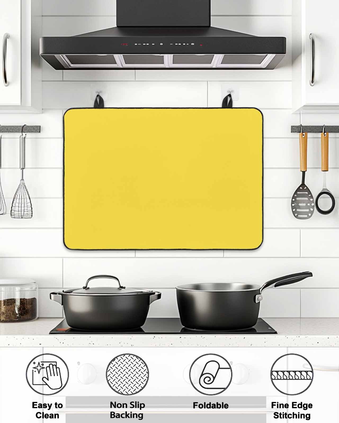 Stove Top Covers for Electric Stove, Yellow Glass Stovetop Cover Protector, Pure Yellow Induction Cooktop Protector Oven Mat for Kitchen Countertop 28.5"x20.5"