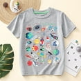 thumbnail image 4 of Boys T Shirts Kids Summer Planet Spaceship Print Crew Neck Short Sleeve T Shirt Glow in the Dark Graphic Tees Light Gray 3 Years-4 Years, 4 of 5