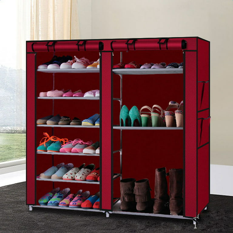 UWR-Nite 9 Tier Shoe Rack, Double Rows 9 Lattices Large Free Standing Shoe  Racks,Shoe Storage Organizer Cabinet with Nonwoven Fabric Dustproof Cover,  Space Saving Portable Closet Shoe Cabinet Tower 
