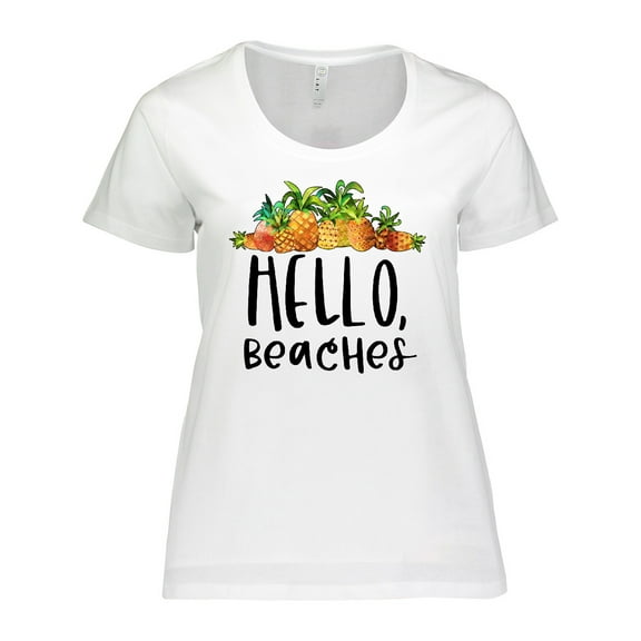 Inktastic Hello, Beaches Group of Pineapples Women's Plus Size T-Shirt