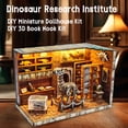 thumbnail image 4 of DIY Book Nook Kit – Dinosaur Museum 3D Wooden Miniature with LED Light, Bookshelf Decor Craft Kit for Adults & Teens, 4 of 7