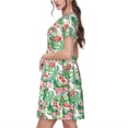thumbnail image 2 of Cauagu Flamingo And Monstera Print Summer Dresses for Women 2025 Loose Short Sleeve Casual Sundresses with Pockets, 2 of 6
