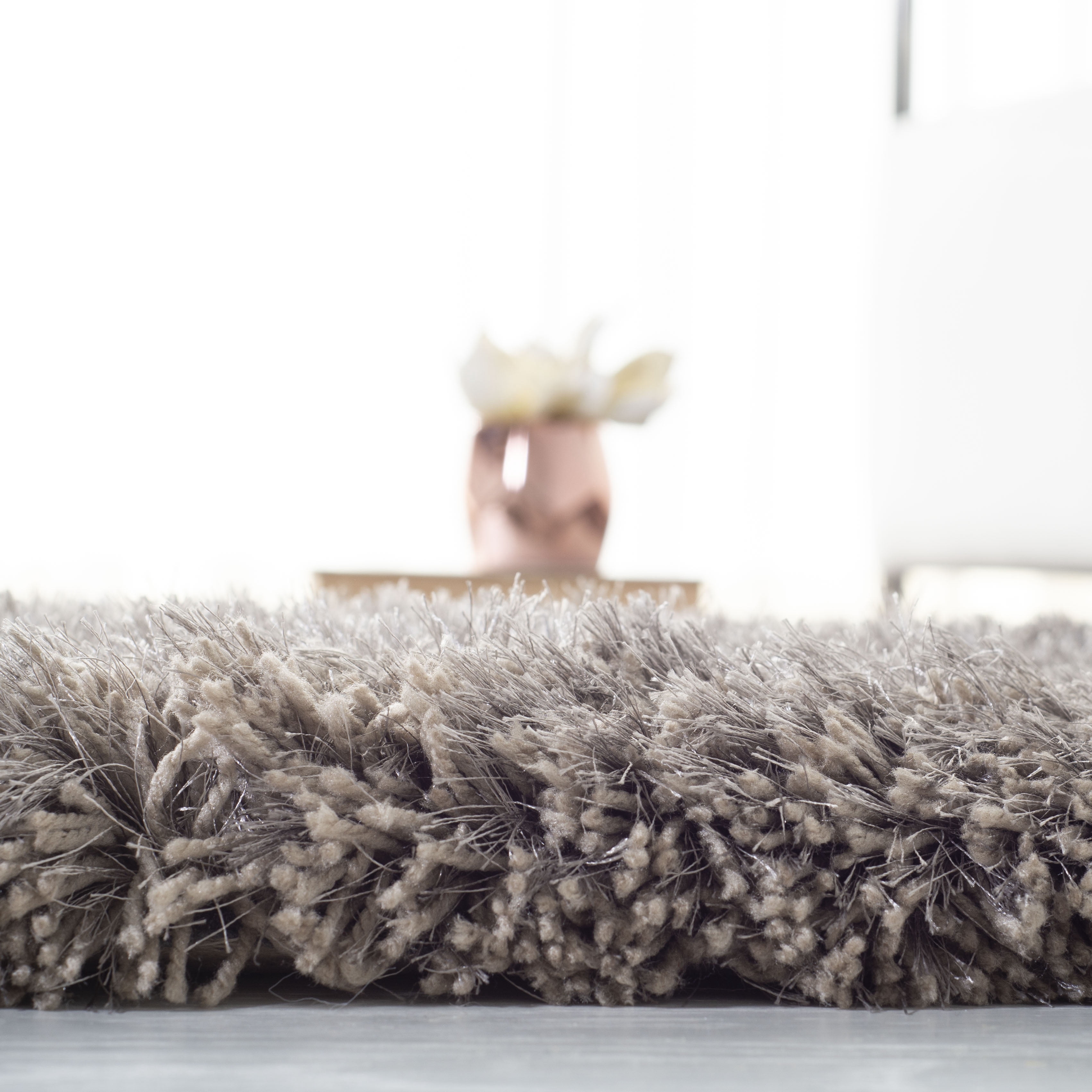 SAFAVIEH Atlantic Kennedy Solid Wool Shag Area Rug, Gray, 4' x 6'