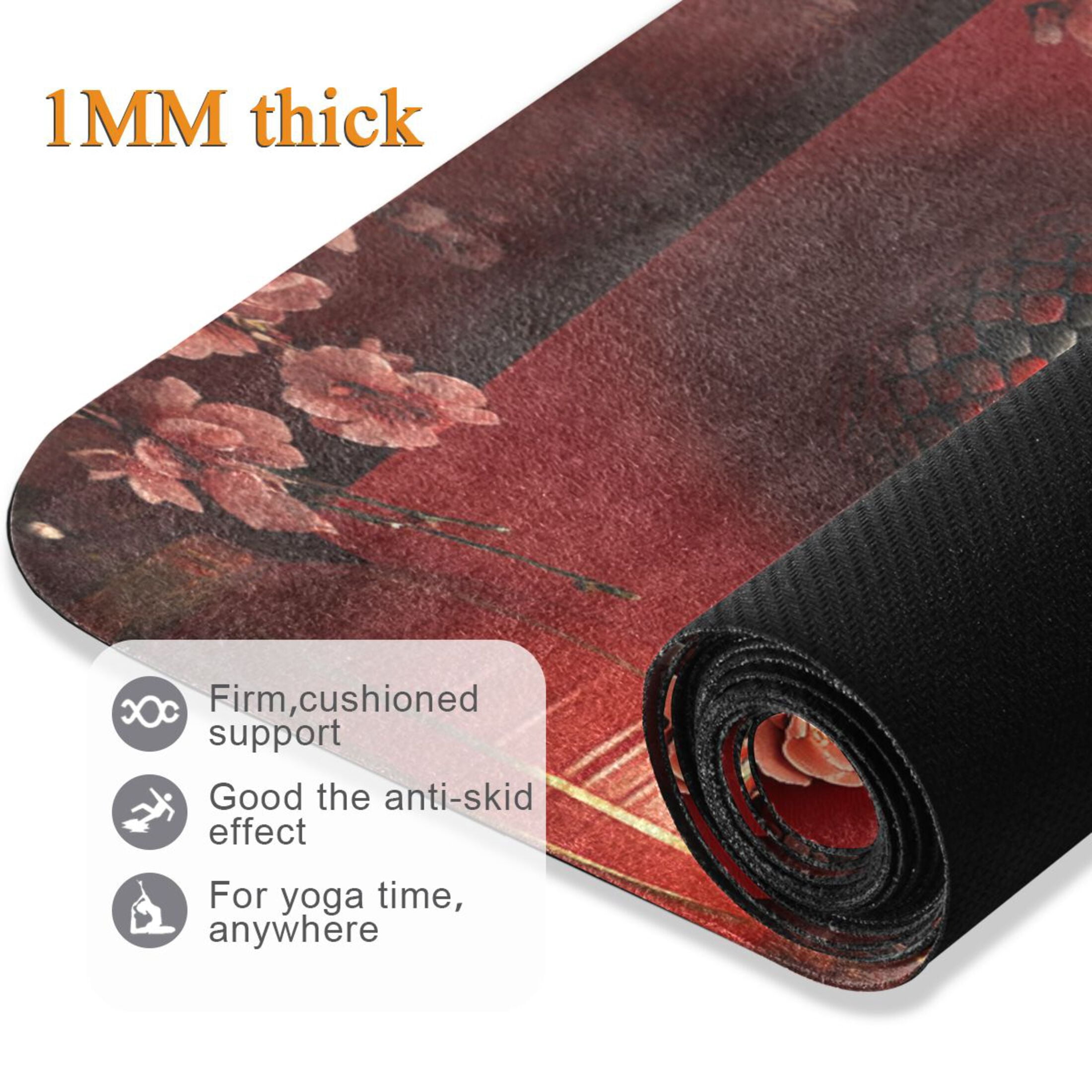 BZSMCE Yoga Mat Women Red Bloom Snake Fitness Mat