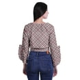 thumbnail image 2 of Moomaya Haut Court Imprimé pour Femmes Style Enveloppant Manches Longues à Volants Blouse d'Été Décontractée, 2 of 5